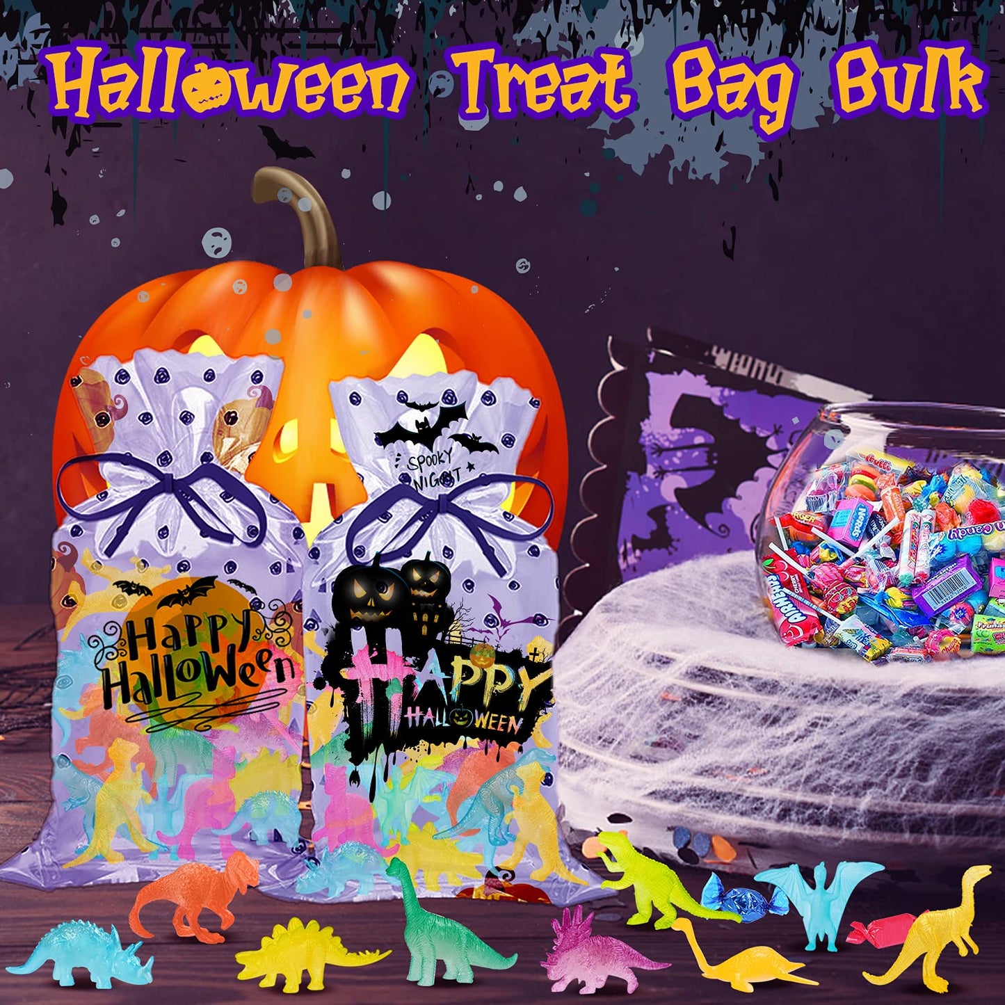 48Pcs Glow in Dark Mini Dinosaur Figures Birthday Party Favors Supplies Dino Cupcake Toppers Pinata Goodie Bags Stuffers Classroom Prizes Carnival Treasure Box Trinkets Bulk Toy Kids Goody Treat Gifts