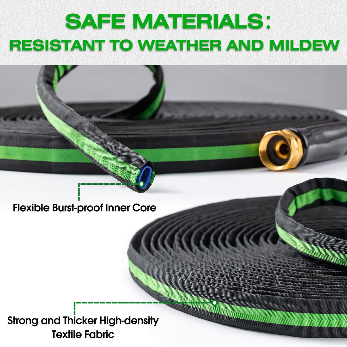 HODUP 25 ft Garden Hose - Lightweight, Super Flexible, Non-Expanding, Kink-Free, Ideal for Yard Outdoor Use with Convenient Storage (Black-Green, 25 FT)