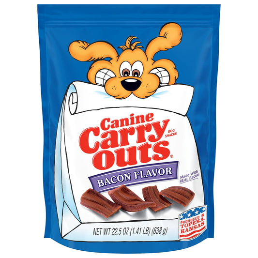 Canine Carry Outs Dog Treats, Bacon Flavor, 22.5 Ounce (Pack of 4), Made with Real Bacon