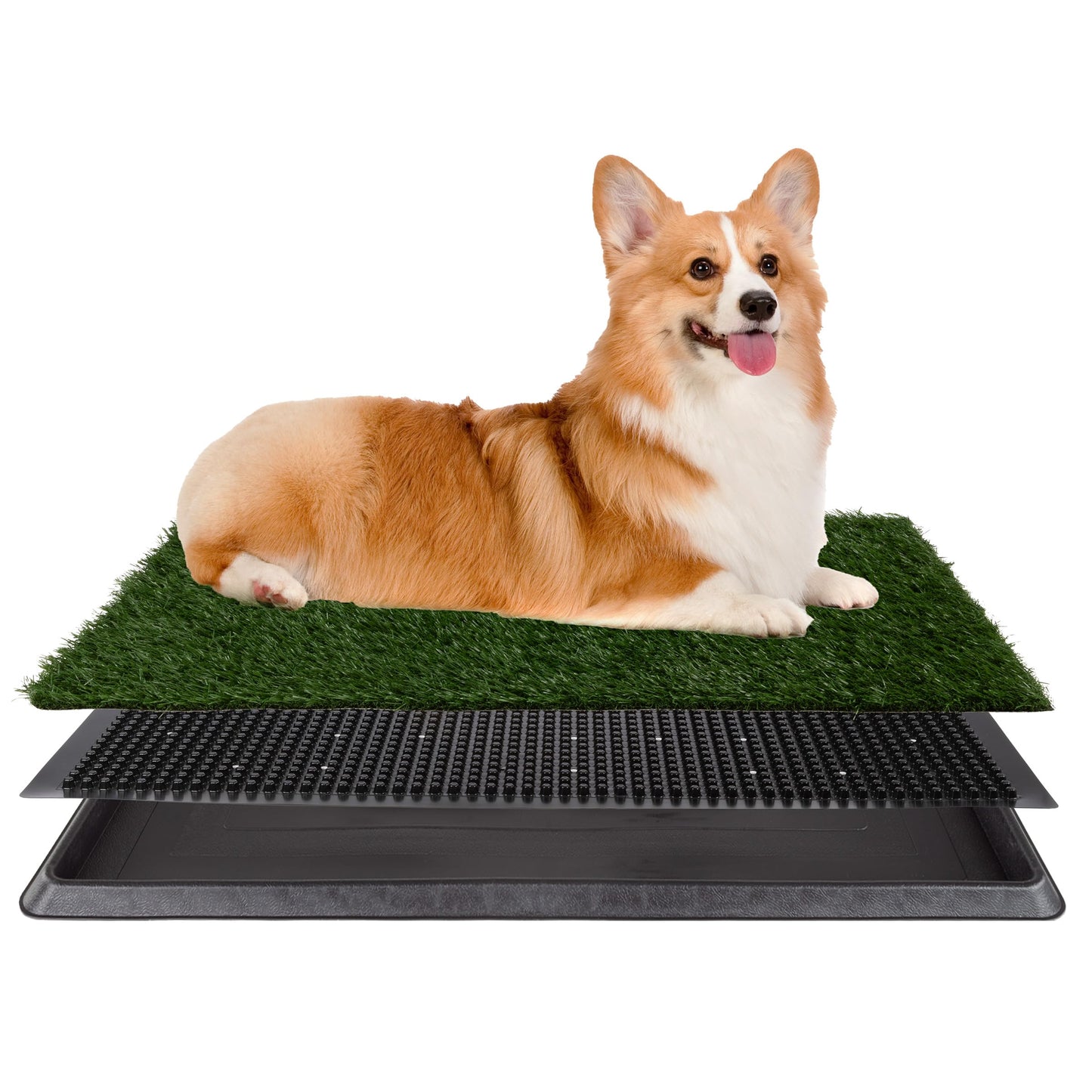 Artificial Grass Puppy Pee Pad for Dogs and Small Pets - 20x25 Reusable 3-Layer Potty Training Pad with Tray - Dog House and Pet Supplies by PETMAKER