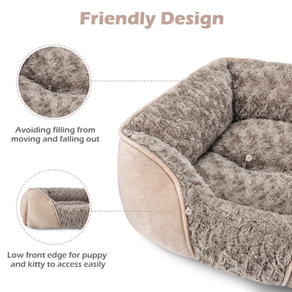 INVENHO Small Dog Bed, Rectangle Washable, Orthopedic, Soft Calming, Durable Pet Cuddler with Anti-Slip Bottom, S(20"x19"x6")
