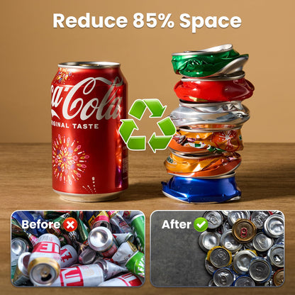 Can Crusher with Auto Drop Recycling | Built-in Bottle Opener | Crushes 12-16oz Cans | Includes Kitchen Storage Bag | Heavy Duty Metal Design, Space Saving & Hands-Free Operation- Halloween gifts