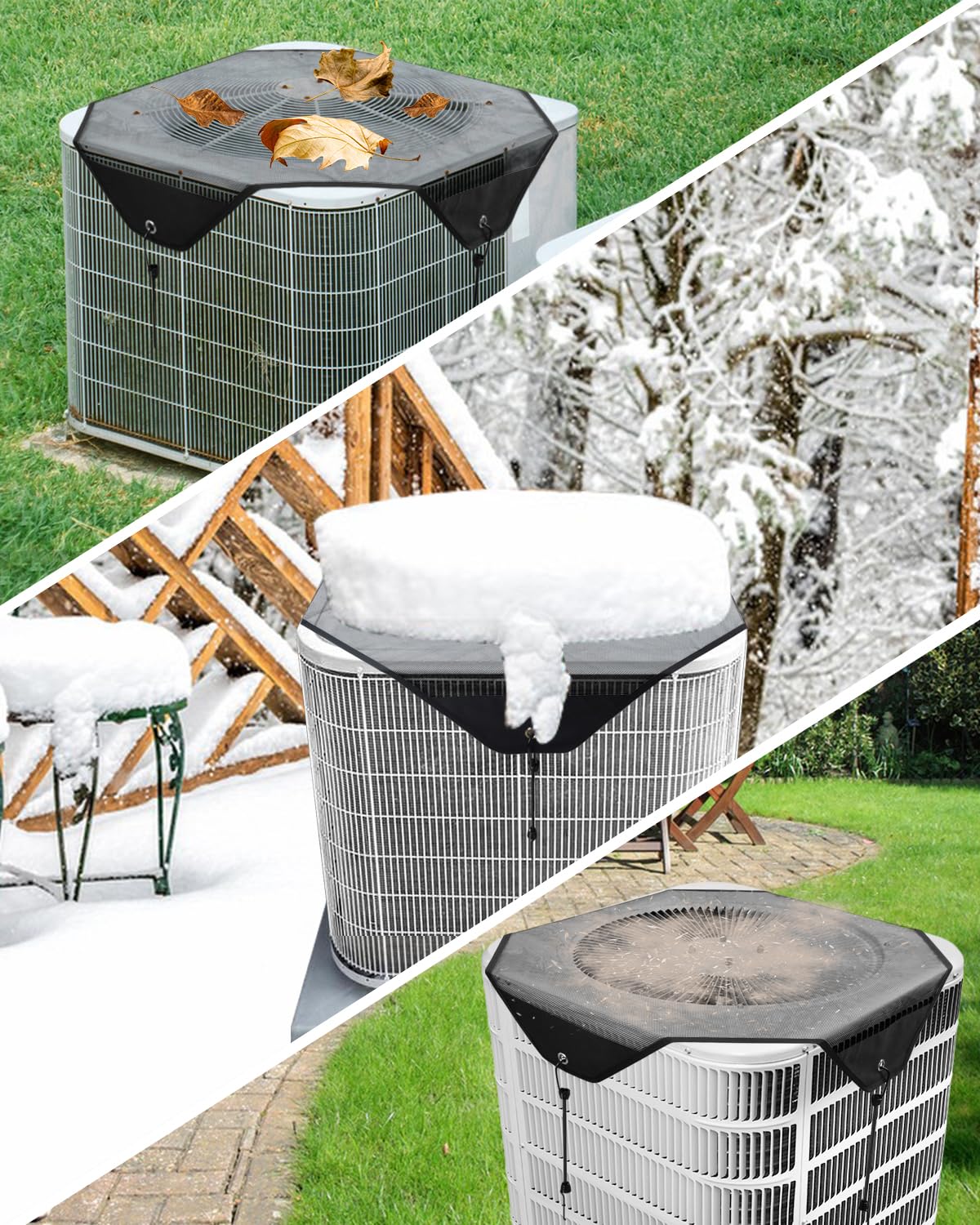 Aucanla Air Conditioner Covers for Outside Units, 28" x 28" Central AC Cover, Top Universal Mesh Cover Defender for All Seasons