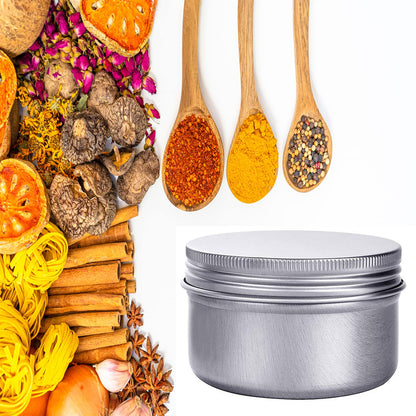 6 Ounce Aluminum Cans 180 mL Screw Lid Metal Storage Tins Containers for Storing Spices, Candies, Lip Balm, Candles, 6 Pcs.