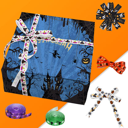40 Yards 8 Rolls Halloween Ribbon for Crafts, Gift Wrapping and Halloween DIY Supplies Decor - 10mm