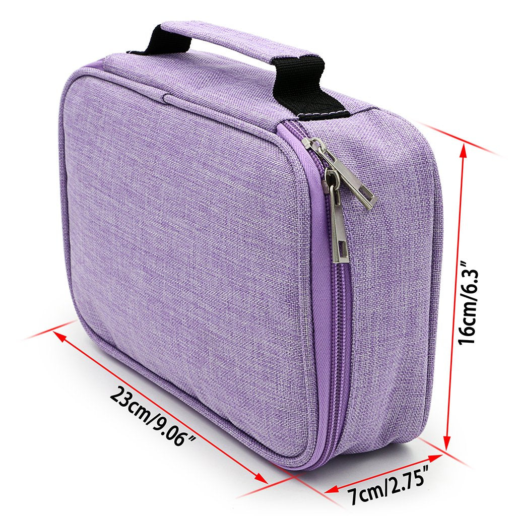 BTSKY® High Capacity Zipper Pens Pencil Case- Multi-Functional Stationery Pouch 72 Slots Colored Portable Pencil Bags With 2 Removable Sleeves(Purple)