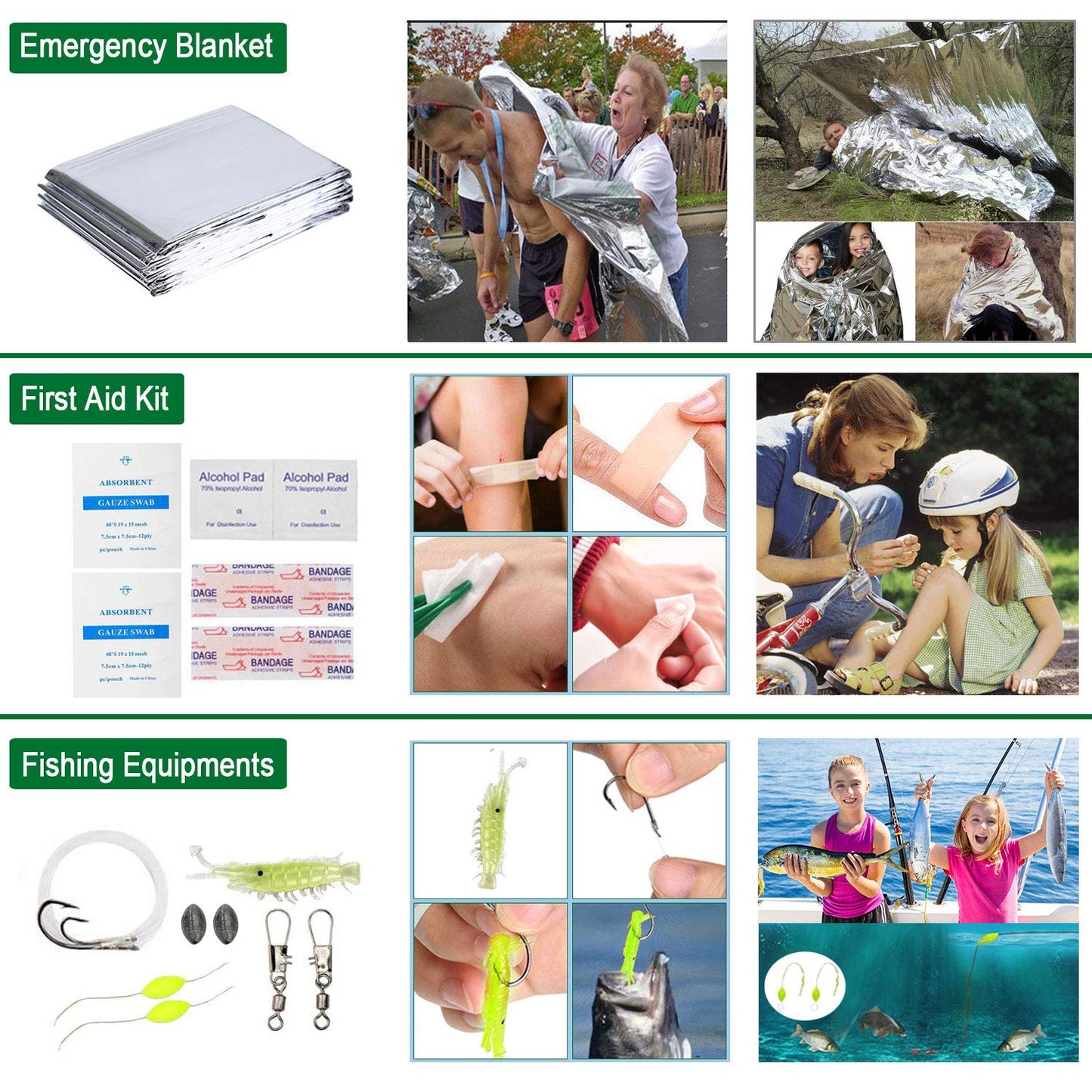 Angieast Survival Kit 35 in 1, First Aid Kit, Survival Gear, Survival Tool Gifts for Men Boyfriend Him Husband Christmas Camping, Hiking, Hunting, Fishing