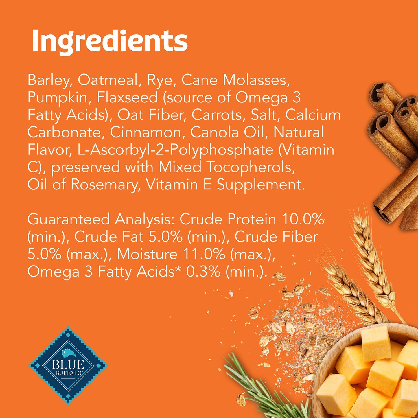 Blue Buffalo Boo Bars Crunchy Dog Biscuits, Natural Halloween-Shaped Treats, Pumpkin & Cinnamon Recipe, 11-oz Bag