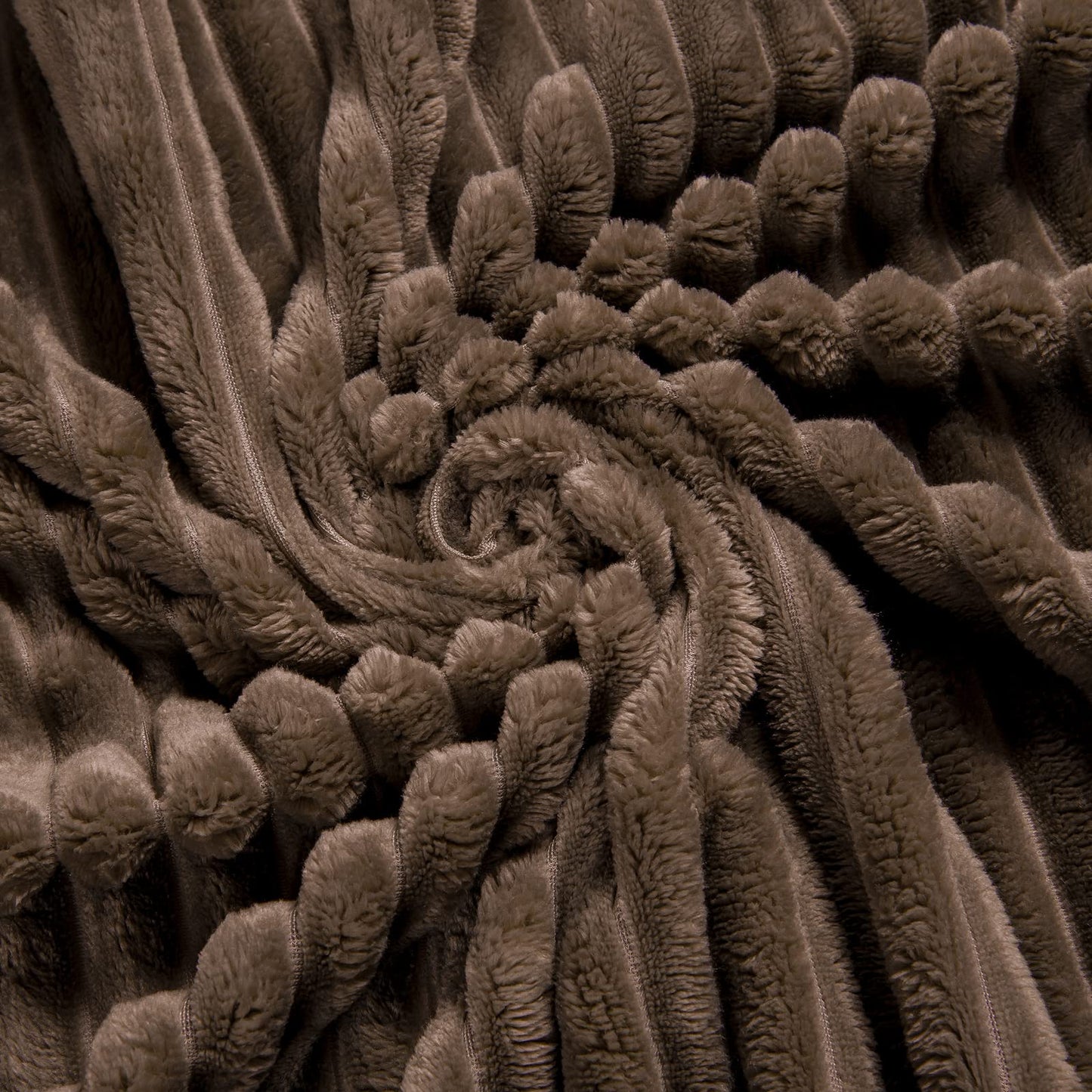 Bnuitland Brown Flannel Throw (50X70 inches) with Storage Pouch,300GSM Super Soft Fleece Stripe Pattern Sofa Blanket for Adults and Kids, Lightweight Cozy Bed Throw for Home Decor All Season