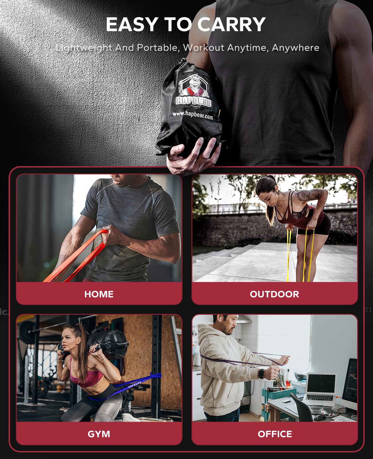 HAPBEAR Pull Up Assistance Bands - Pull Up Bands - Resistance Bands - Exercise Bands Resistance Bands Set of 5 - Workout Bands for Working Out, Stretching, Muscle Training