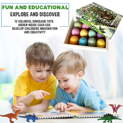 Bath Bombs for Kids with Surprise Inside - 12 Dinosaur Bath Bombs with Toys, Organic Colorful Bubble Bath Fizzies, Dino Egg Bath Bomb w/Rich Bubbles, Birthday Gifts for Kids, Boys, Girls