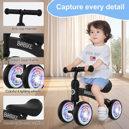 Baby Balance Bike Toys for 12-36 Months Kids Toy Boy and Girls Gifts Toddler Best First Birthday Gift Children Walker No Pedal Infant 4 Wheels Bicycle (Colorful, Black-Light)
