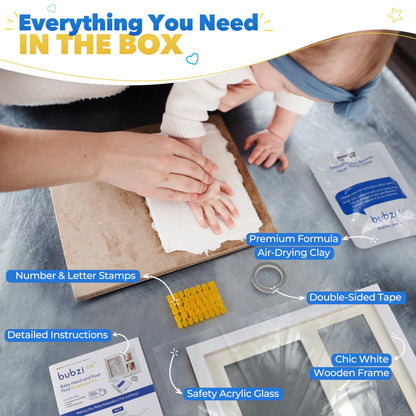 Bubzi Co Baby Footprint Kit, Baby Foot and Hand Print Kit, Baby Keepsake Frame, Nursery Pictures Frames, Hand Print Mold Kit, New Mom Gifts, Baby Newborn Essentials Must Haves, Baby Shower Gifts