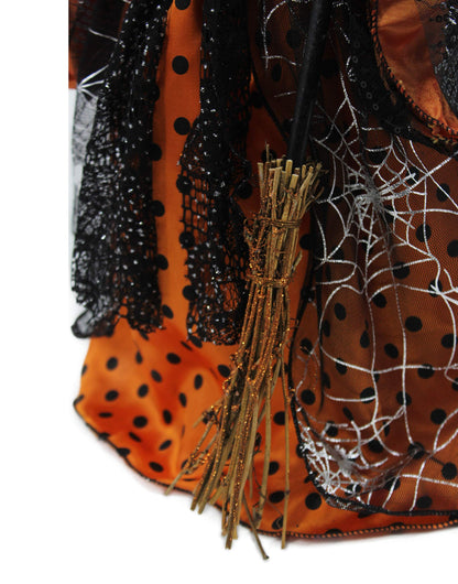 Windy Hill Collection 18" Orange & Black Tabletop Fabric Halloween Fall Harvest Witch Collectible Figure Figurine Plastic Cone Body 918001