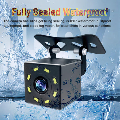 Back Up Camera for Cars, Waterproof 170° View Angle Long License Plate Frame Camera, 8 LEDs Night Vision, Universal Rear View Video for Trucks, Pickup, Vans, SUV, RV