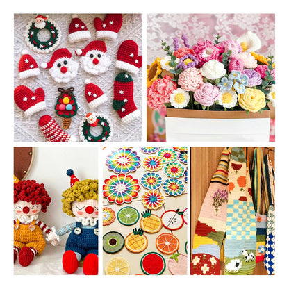 Inscraft 52 Acrylic Yarn Skeins, 1820 Yards 52 Colors, 2 Crochet Hooks, 2 Weaving Needles, 10 Stitch Markers, 1 Bag, for Crocheting & Knitting, Gift Beginners and Adults