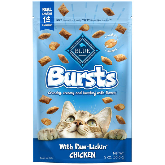 Blue Buffalo Bursts Crunchy & Creamy Cat Treats, Great for Training, Paw-Lickin' Chicken, 2-oz Bag ( 6 pack)