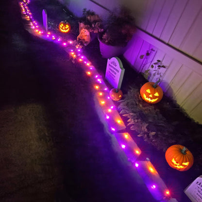 BlcTec Halloween Lights 300 LED 108FT Halloween String Lights with 8 Modes, UL Certified, Connectable, Waterproof, Timer for Outdoor Indoor Yard, Porch, Trees, Haunted House Decorations, Orange Purple