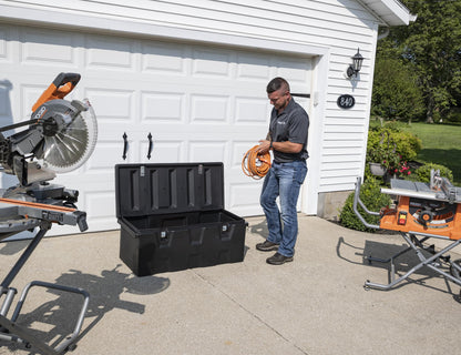 Buyers Products 1712240 Black Poly All-Purpose Storage Chest , 6.3 cu. ft, Made In The USA, Dent-Resistant Lockable Storage Box for Truck, Trailer, Dock, or Deck, High-Density Polyethylene
