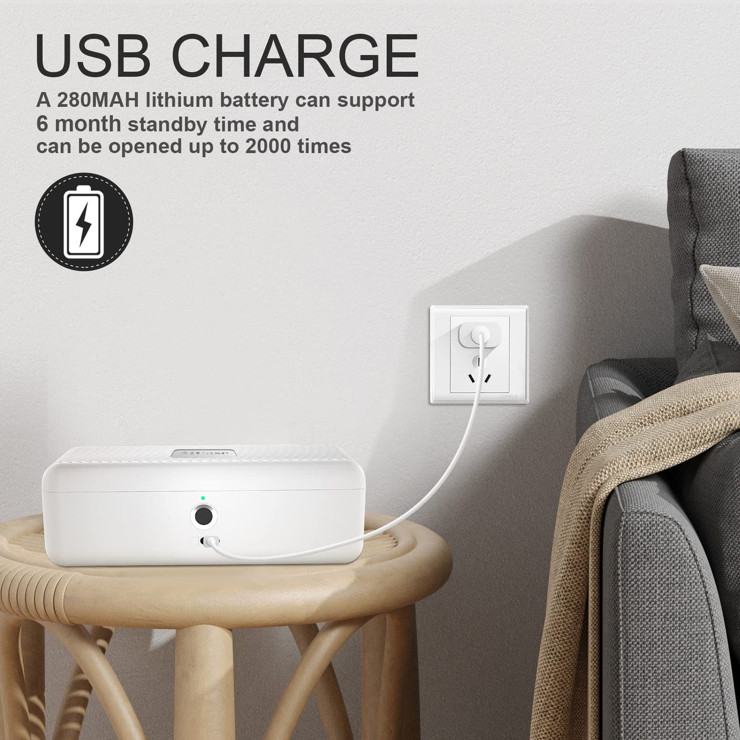 Biometric Fingerprint Storage Box,AICase Portable Cash Jewelry Security Case Lock Box Safe,Combination Lock for Car, Home,Office Travel White