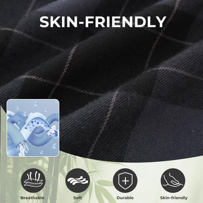 BAMBOO COOL Men's Pajama Bottoms Plaid Pajamas Pants for Men Soft Long Lounge Woven Pj Sleep Pant with Pockets