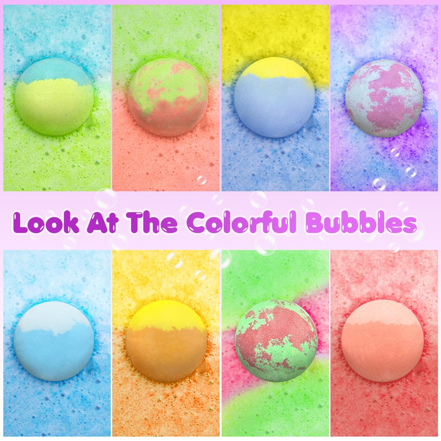 Bath Bombs for Kids with Surprise Toys Inside, 8 Pcs 3.5 Oz Light Up Bath Bombs Gift Set with Essential Oils, Handmade Spa Moisturizing Bath Bombs for Women Relaxing, Birthday, Party, Christmas