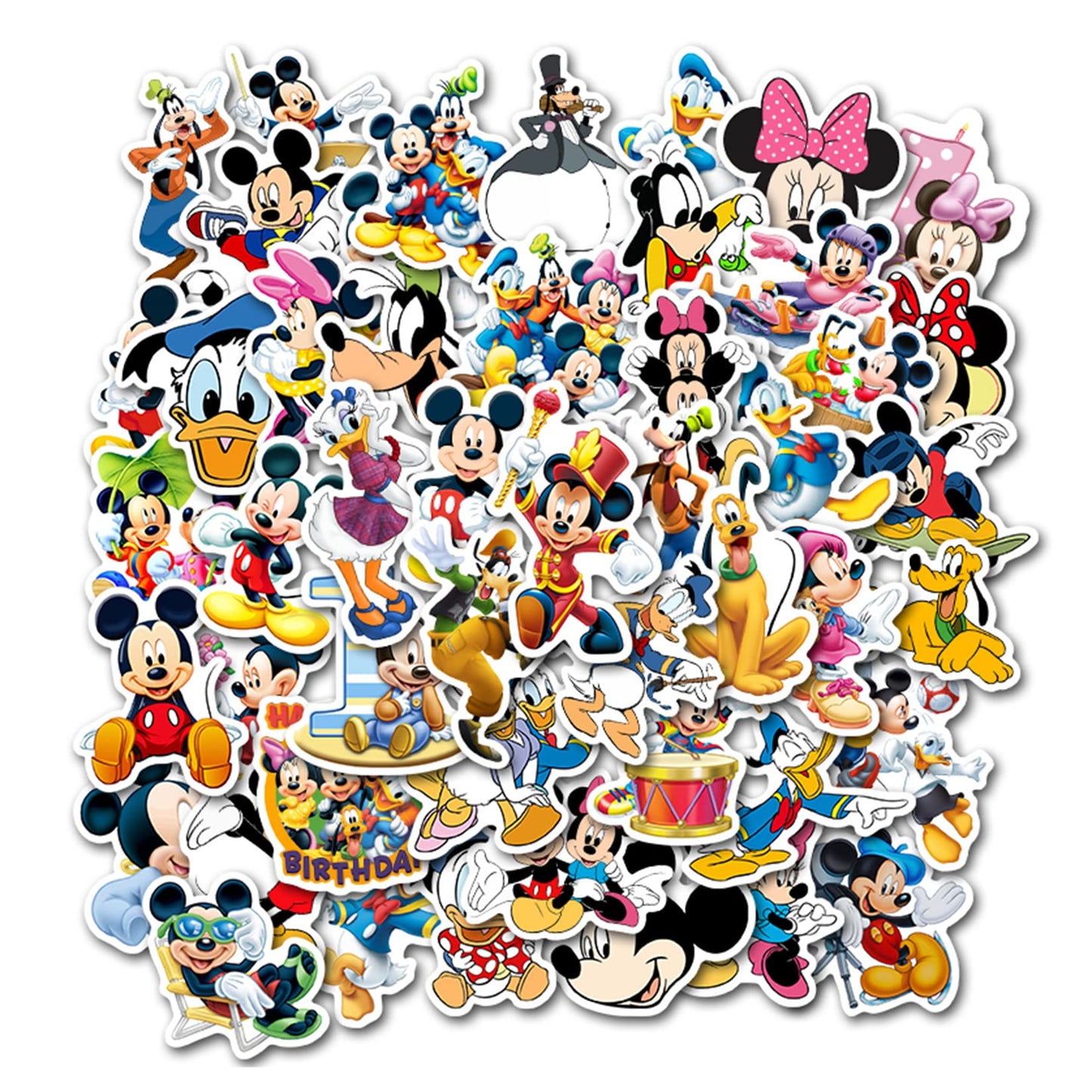 50Pcs Hot Disney Mickey Mouse Stickers for Water Bottle Cup Laptop Guitar Car Motorcycle Bike Skateboard Luggage Box Vinyl Waterproof Graffiti Patches JHSL