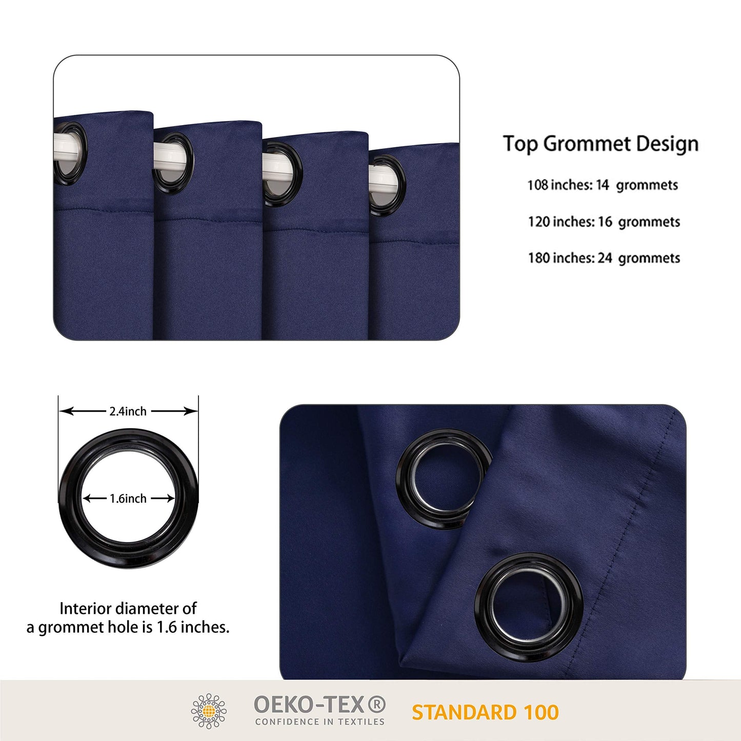 BONZER Room Divider Curtain Total Privacy Wall Wide Thermal Insulated Blackout Curtains for Slide Window, 96L x 108W Inch (8L x 9W ft), 1 Panel, Navy