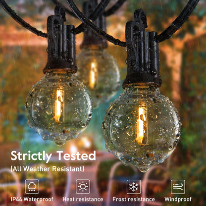 Brightown Outdoor String Lights - Waterproof Globe Patio Lights 30 Ft with 30 G40 Shatterproof LED Bulbs, Connectable Commercial Hanging Light for Backyard, Bistro, Porch, Cafe, Deck, Garden