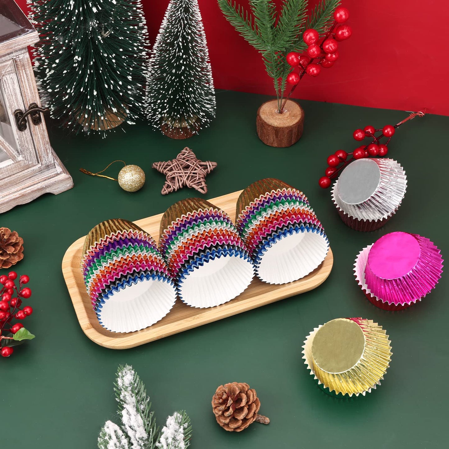 BAKHUK 500pcs Cupcake Liners for Baking, Foil Cupcake Liner, Standard Size 2 Inches 10 Colors Cupcakes Liners