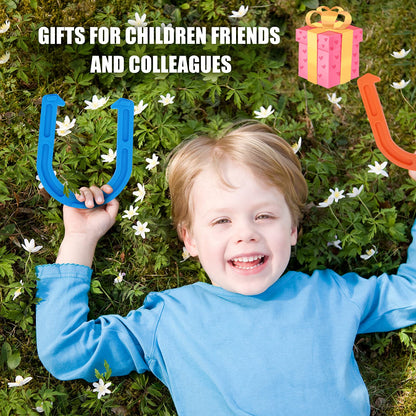 Win SPORTS Rubber Horseshoes Game Set for Outdoor Indoor Games,Beach Games - Perfect for Backyard and Fun for Kids and Adults! (Orange&Blue)