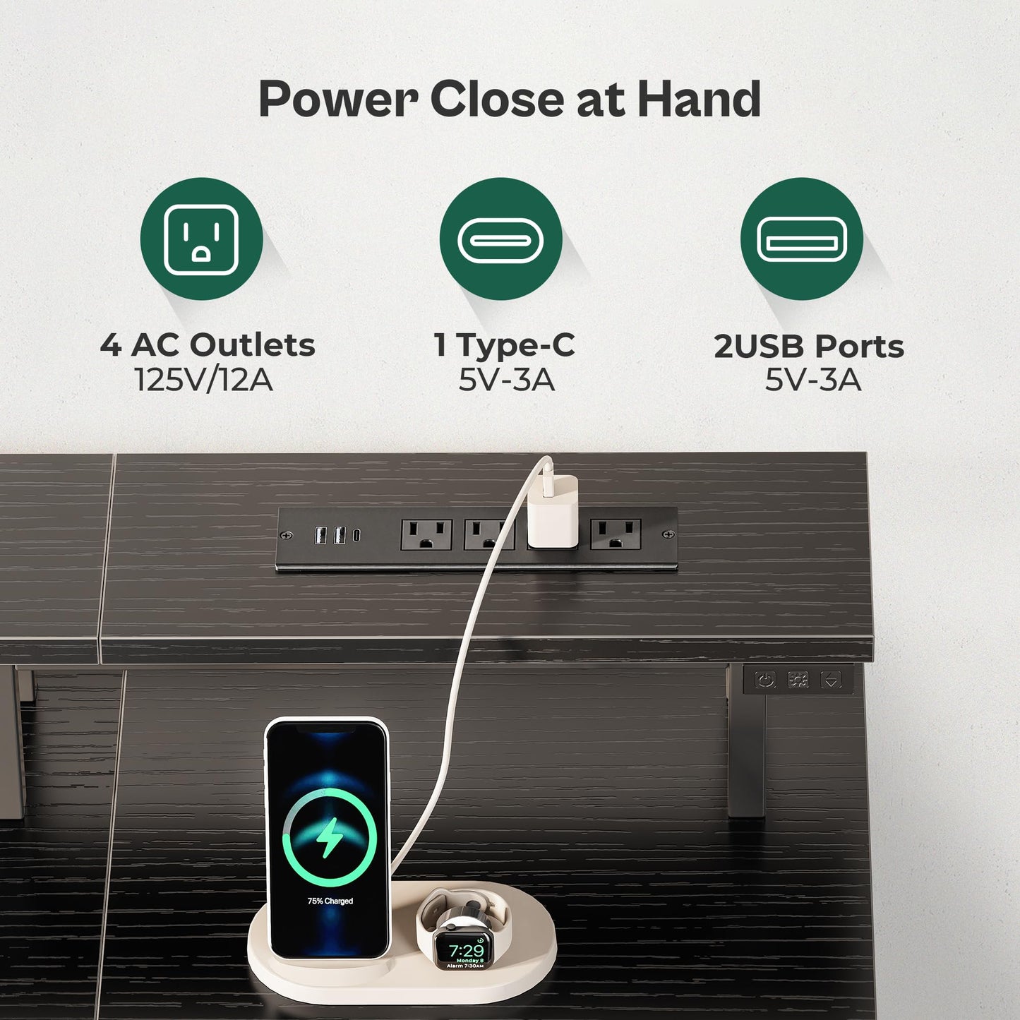 Huuger 47 Inch Computer Desk with Power Outlets and LED Lights, Gaming Desk with 4 Drawers, Office Desk with Monitor Stand, Study Work Home Office, Small Spaces, Black