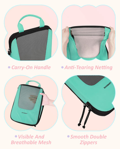 BAGSMART Compression Packing Cubes for Travel, 6 Set Packing Cubes for Suitcases, Lightweight Luggage Organizer Set Cubes for Business Travel Essentials