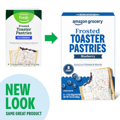 Amazon Grocery, Frosted Toaster Pastries, Blueberry, 13.5 Oz, 8 Ct (Previously Amazon Fresh, Packaging May Vary)