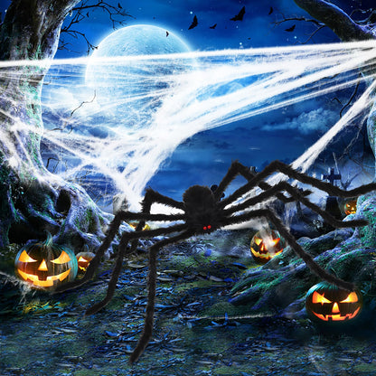 Aiduy Giant Halloween Spider 8.5 Ft - Outdoor Decorations Scary Fake Hairy Props for Yard Creepy Party Decor, Black