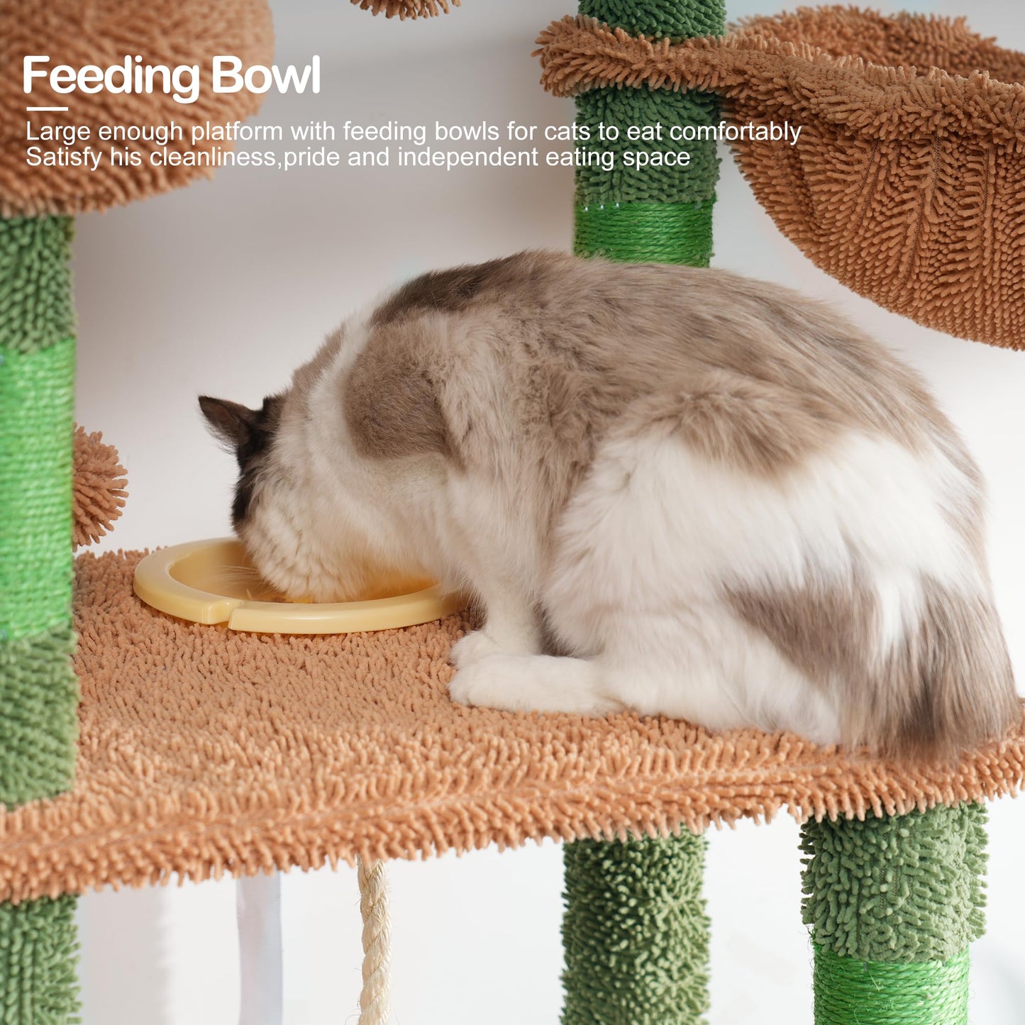 Heybly Tall Cat Tree,78 inch Multi-Level Cat Tower for Indoor Cats,2 Widened Plush Perches Cat Condo with Scratching Board and Big Caves HCT033CA