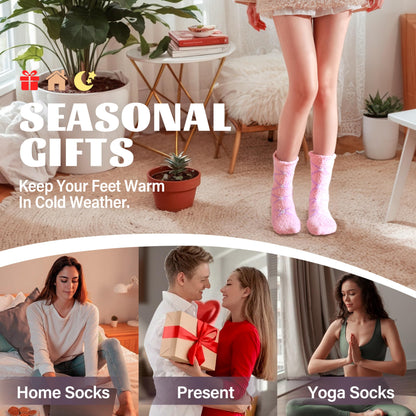 ANTSANG Womens Fuzzy Socks Fluffy Slipper Cozy Cabin Winter Soft Fleece Warm Comfy Thick Christmas Gift Valentines Socks (Mix Color Purple Pink)
