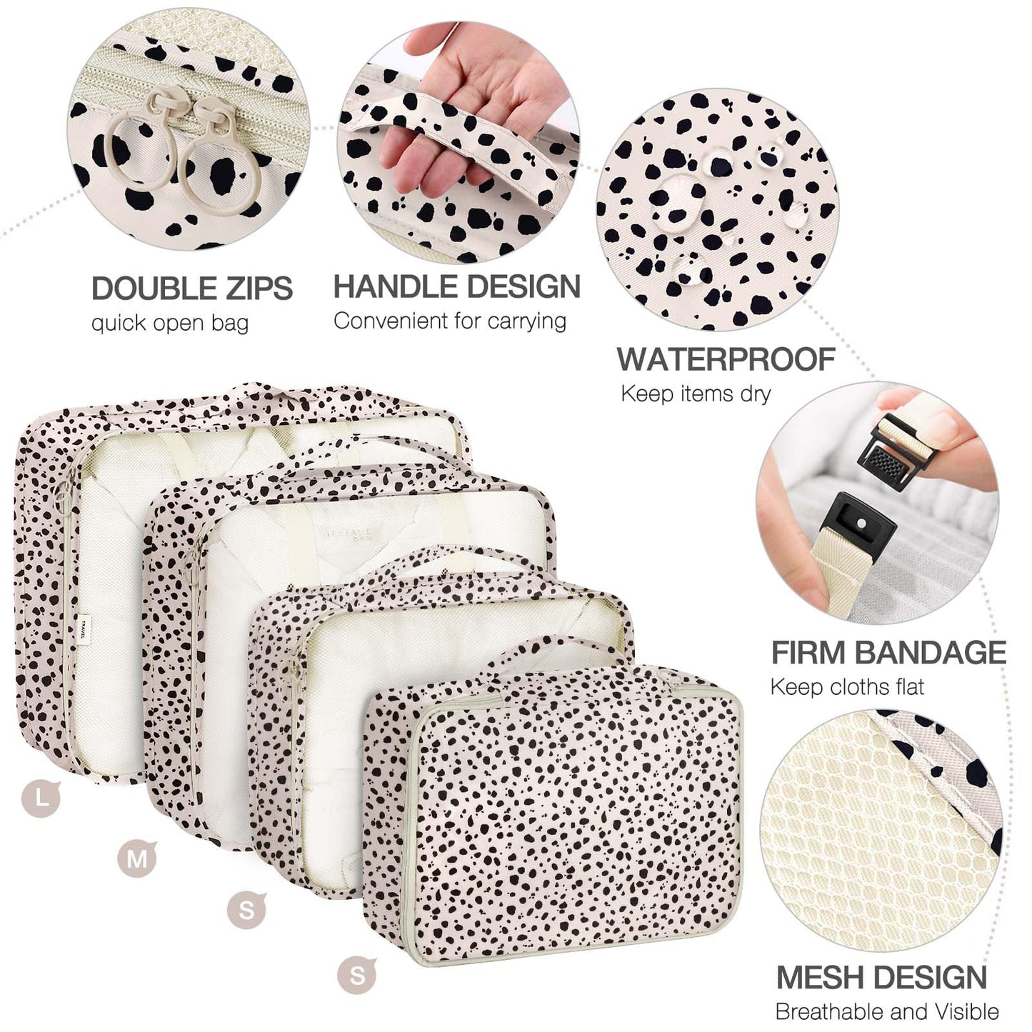 8 Set Packing Cubes for Suitcases, Packing Cube with Shoe, Cosmetics, Clothing, and Accessories Bags Packing Cubes for Travel Luggage Organizer(Leopard)