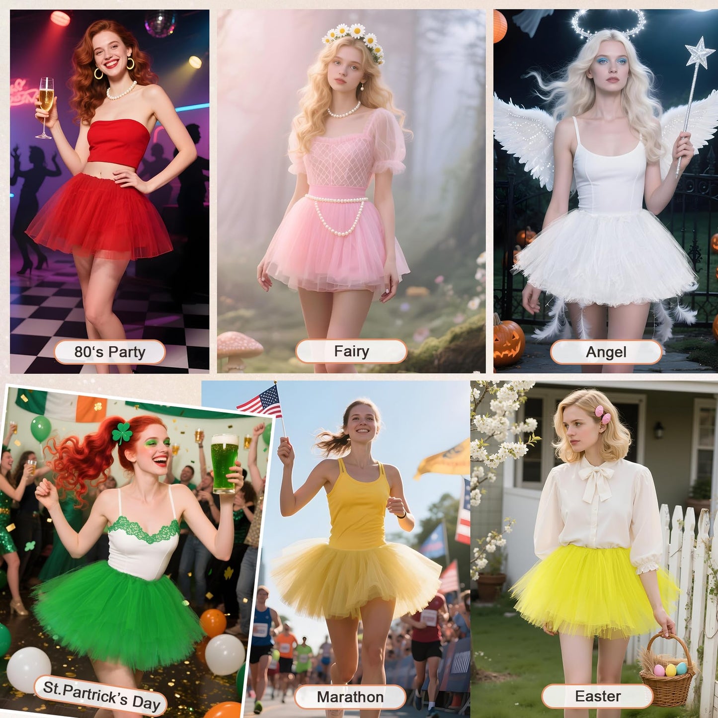 Black Tutu Skirt for Women Elastic 5 Layered Tulle Tutu Skirt Black Adult Fluffy Skirt Halloween Costume