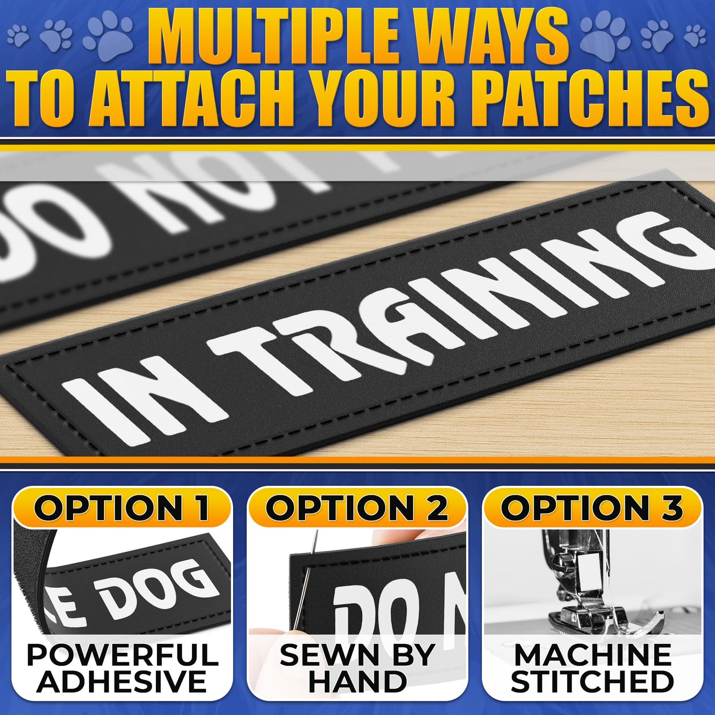 6Pcs Service Dog Patches 6.2x1.9'' - Reflective Do Not Pet Patch & In Training Service Dog Patch Set with Variable Text, Secure Attachment with Hook & Loop Fasteners, Security & Therapy Animal Patches