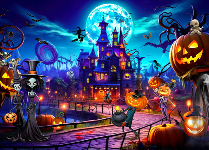 Horror Halloween Jigsaw Puzzles for Adults 1000 Pieces, Interlock Perfectly Letter on Back, Home Decor Birthday Party Puzzle Gift, Halloween Puzzle 1:1 Poster Jigsaw Puzzles for Adults
