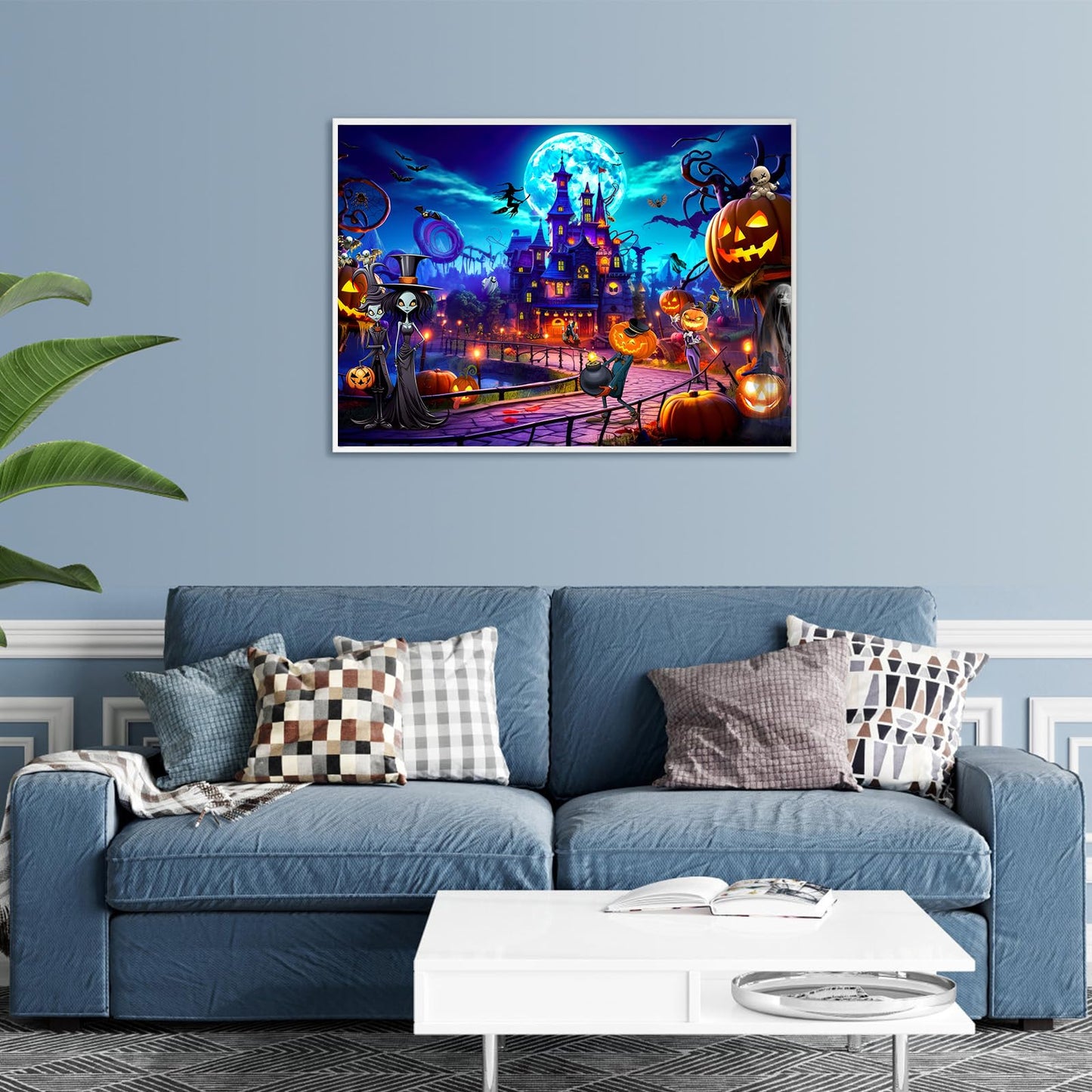 Horror Halloween Jigsaw Puzzles for Adults 1000 Pieces, Interlock Perfectly Letter on Back, Home Decor Birthday Party Puzzle Gift, Halloween Puzzle 1:1 Poster Jigsaw Puzzles for Adults