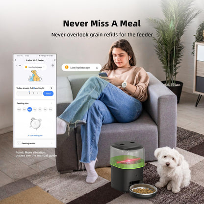 Automatic Cat Feeder, 5G WiFi Cat Food Dispenser with Freshness Preservation, 2L Timed Cat Feeder with APP Remote,15 Meals Per Day, Programmable Portion Size, Auto Pet Feeder Also for Small Dogs