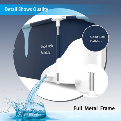 53" Extra Large Portable Foldable Bathtub with Metal Frame for Adult, Family SPA Soaking Tub with Cover for Small Bathroom, Thicken Multiple Layer Bathtub with Lid (53" Milk with Metal Frame)