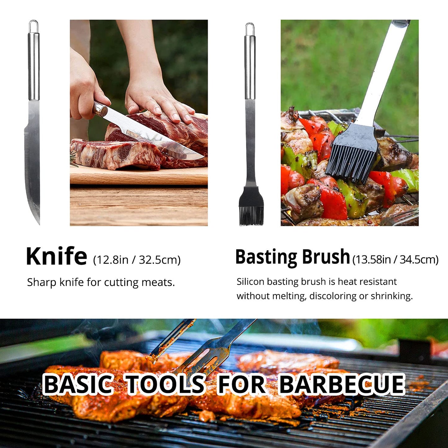 BBQ Utensil Set Stainless Steel Professional Barbecue Accessories Grill Tool with Bag Easy to Carry