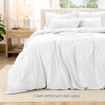 Bare Home Microfiber Duvet Cover Set - Ultra Soft Washed Microfiber - Twin/Twin Extra Long - Linen-Like Look - Easy Care - Breathable Fabric - Our Softest Duvet Cover Set (Twin/Twin XL, White)