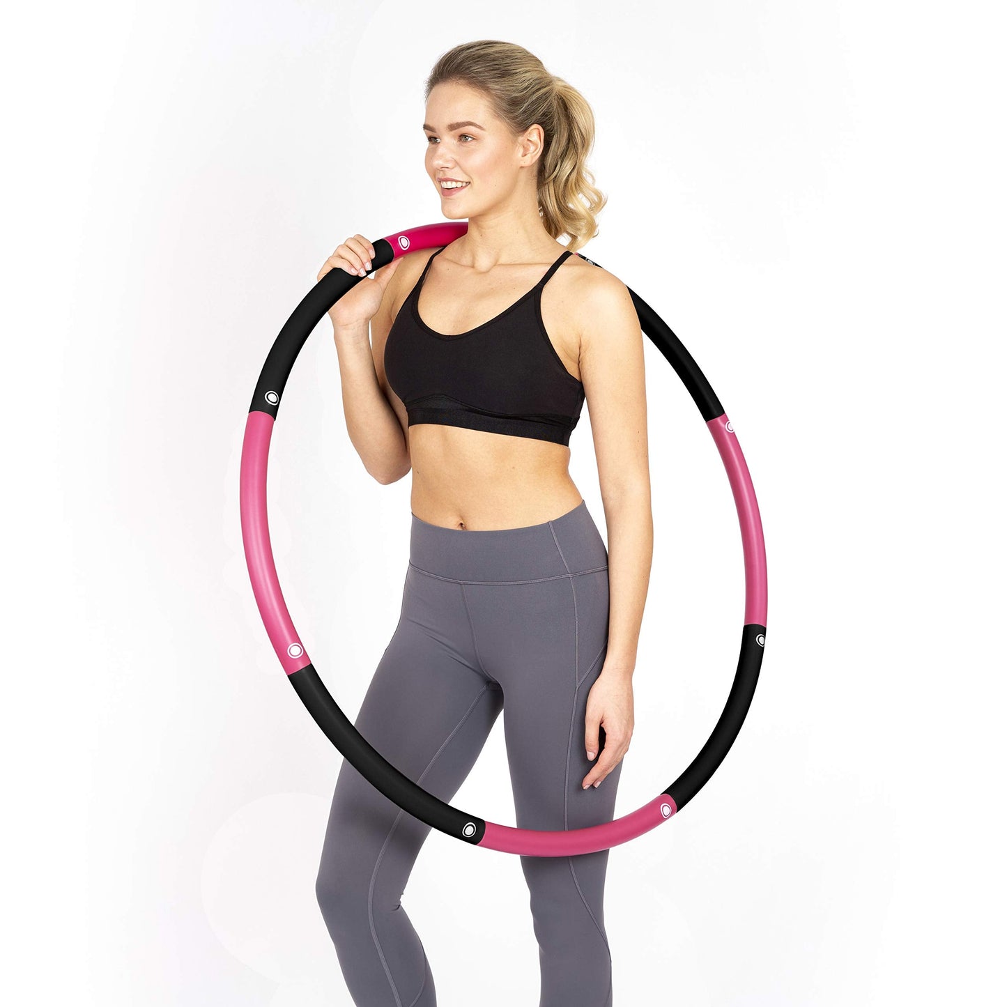 HEALTHYMODELLIFE Exercise Fitness Hoop for Adults - Easy to Spin, Premium Quality and Soft Padding Weighted Hoop - Detachable Hoops for Home & Gym Workouts - 4lbs