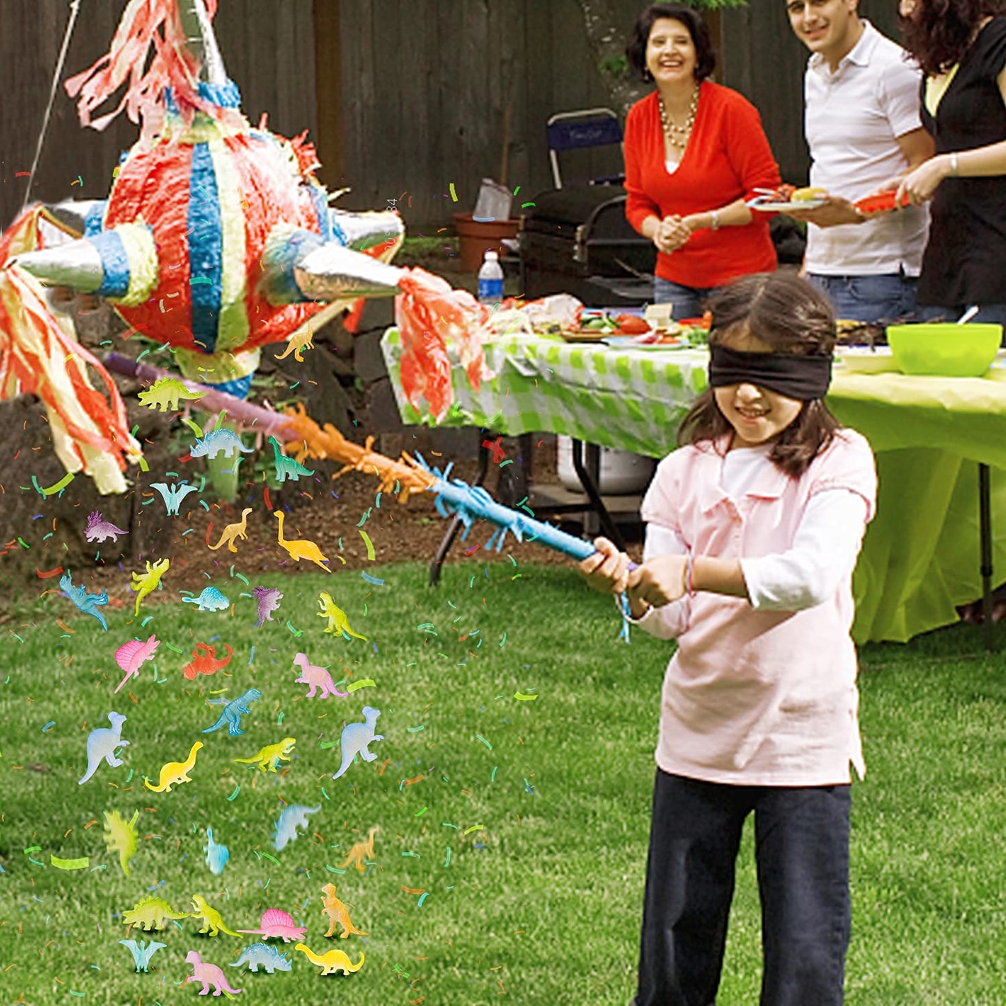 48Pcs Glow in Dark Mini Dinosaur Figures Birthday Party Favors Supplies Dino Cupcake Toppers Pinata Goodie Bags Stuffers Classroom Prizes Carnival Treasure Box Trinkets Bulk Toy Kids Goody Treat Gifts