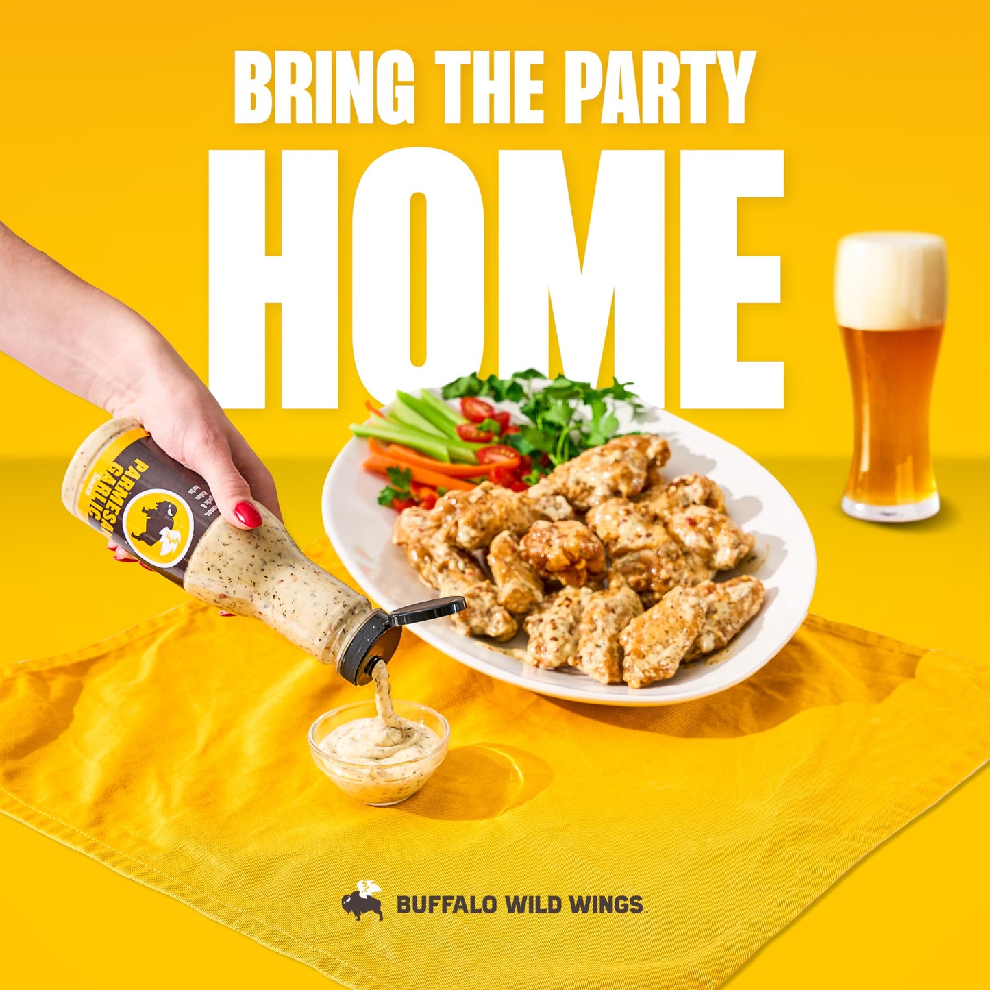 Buffalo Wild Wings Parmesan Garlic Sauce, 12 fl. oz., Perfect Dipping Sauce, Chicken Marinade, Chicken Parmesan Topping and Wing Seasoning, Made with Italian Herbs
