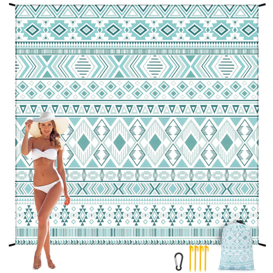 AISPARKY Beach Blanket Waterproof Sandproof, Oversized Large Beach Mat 79" X 83"/120"x108" for 1-8 Adults, Quick Drying&Compact&Lightweight, Picnic Mat Vacation Essentials for Beach Camping Travel